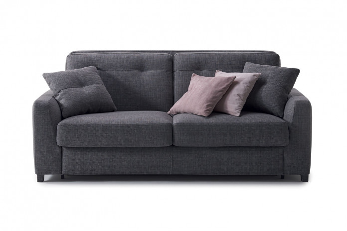 Transitional 2-3 seater sofa with back cushions with buttonless single line tufting
