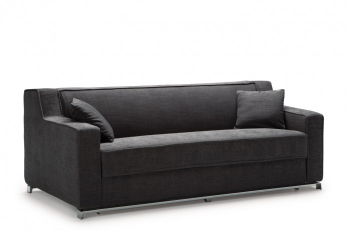 Modern single cushion 2-3 seater sofa, with slope arms and chrome base with low legs