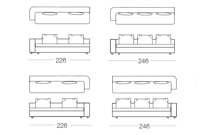 Foster - 3-seater sofa, measurements
