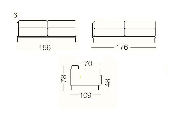 Dual tone Marsalis - 2 seater sofa, dimensions
