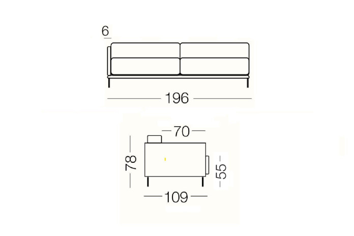 Dual tone Marsalis - 3 seater sofa, dimensions