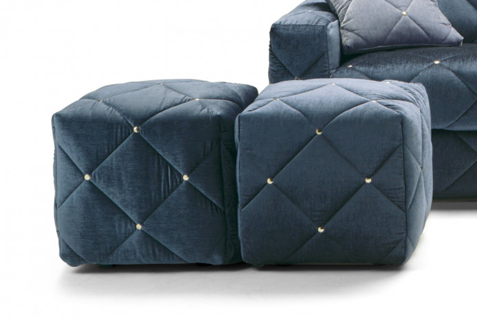 Cube tufted footstool upholstered in fabric in hundreds of colours