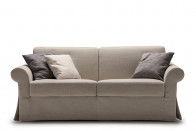 Skirted fabric 2-3 seater sofa bed with rolled arms