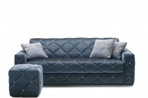 Modern 2-3 seater diamond tufted sofa detailed with metal buttons, or buttonless