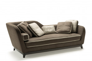 Asymmetrical 2-3 seater designer sofa with one-piece feather and foam seat