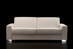 2-seater square arm sofa with chrome, wooden or leather block feet
