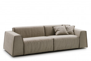 Contemporary low 2-3 seater sofa bed with wedge arms and stylish low back