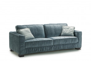 Stylish pleated 2-3 seater sofa bed, with feather-wrapped foam cushions