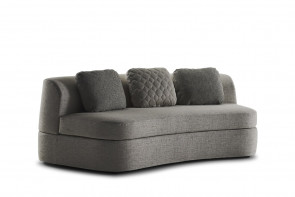 Curved sofa bed with no arms and low back