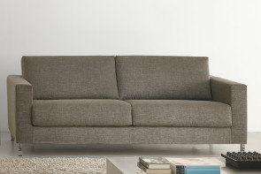 2-3 seater sofa with chrome legs, narrow squared arms and resilient foam filled cushions