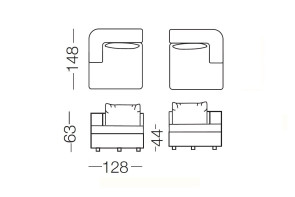 Foster - chaise longue, measurements