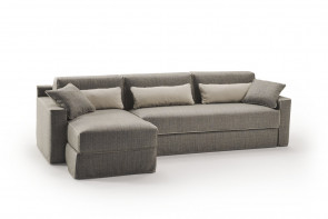 Sofa bed with one-piece folding seat fully upholstered