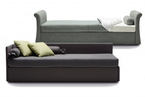 Upholstered single bed with trundle or storage