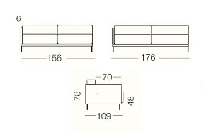 Marsalis - 2-seater sofa, dimensions