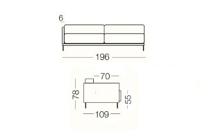 Dual tone Marsalis - 3 seater sofa, dimensions