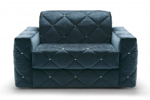 Contemporary diamond tufted fabric or faux leather armchair or snuggle chair