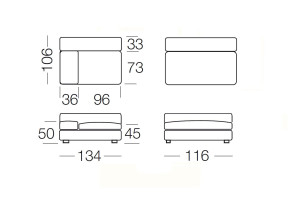 Rufus - 1-seater sofa, measurements