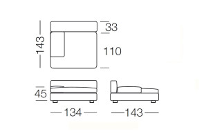 Rufus - chaise longue, measurements