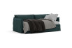 The main seat transforms into a comfortable single bed