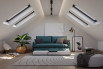 Sofa with second pull-out bed base concealed beneath the seat