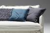 Clarke square cushions with inverted seam edges