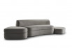 Curved modular sofa with side pouffes