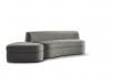 Curved modular sofa with side pouffe