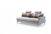 2 seater sofa bed with headrest and decorative pillows