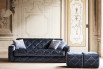 Luxury classic setting with Douglas tufted sofa bed and matching pouffes