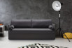 Jack sofa bed with slim arms, loose back cushions and bolsters