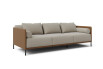 Side view of the 3 seater dual tone sofa bed with backrest and armrests bolster cushions