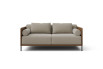 Dual tone sofa bed with backrest and armrest bolster cushions