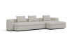 Sofa with single-seat cushion and large terminal peninsula