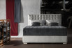 Tall tufted headboard bed with plain frame available with or without storage