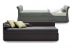 Upholstered single bed with trundle, drawers or storage
