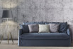 Contemporary 2-3 seater skirted sofa with deep seat and narrow arms