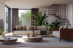 Modern multicolour leather and fabric sofa Marsalis