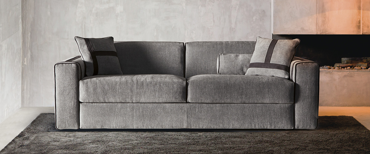 Stylish modular sofa bed with piping Ellington
